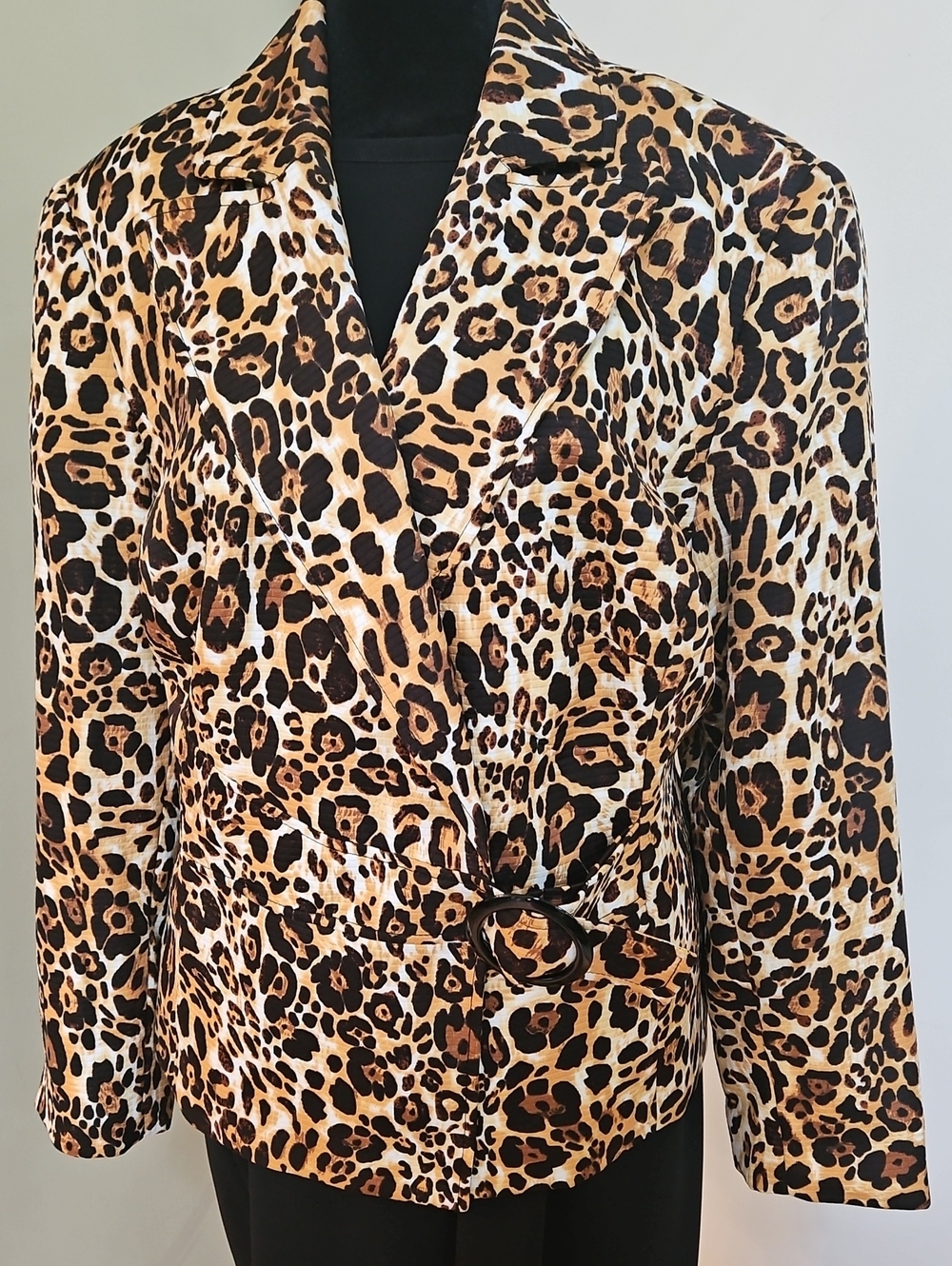 Isabella Plus Size 18W Leopard Animal Print Buckle Accent Blazer Jacket